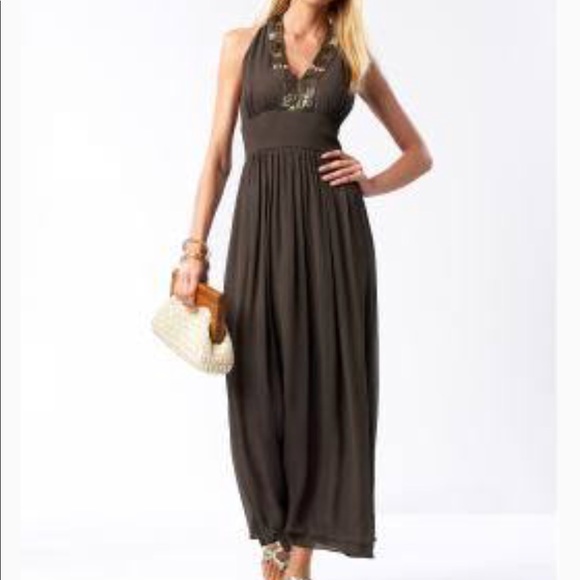 Banana Republic Dresses & Skirts - BANANA REPUBLIC silk maxi halter dress embellished